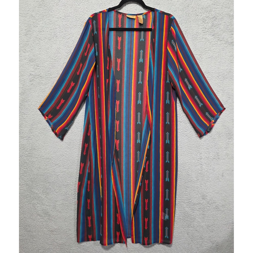 Wrangler Walk This Way Colorful Sheer Style Ankle Length Duster Size Medium